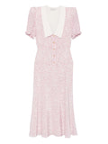Alessandra Rich Floral Print Midi Dress — Pink — Size XS — Front View