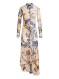 Etro Floral Print Shirt Dress — Beige — Size XS — Front View