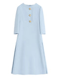 Valentino Garavani Crepe Couture Midi Dress — Blue — Size XS — Front View