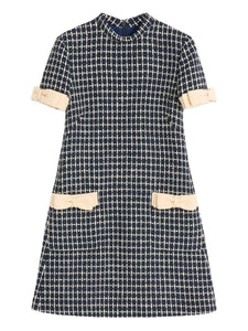 Valentino Garavani Mini Boucle Dress — Blue/ Navy — Size XS — Front View