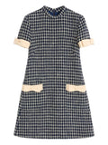 Valentino Garavani Mini Boucle Dress — Blue/ Navy — Size XS — Front View