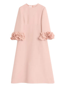Valentino Garavani Midi Crepe Couture Midi Dress — Pink — Size XS — Front View