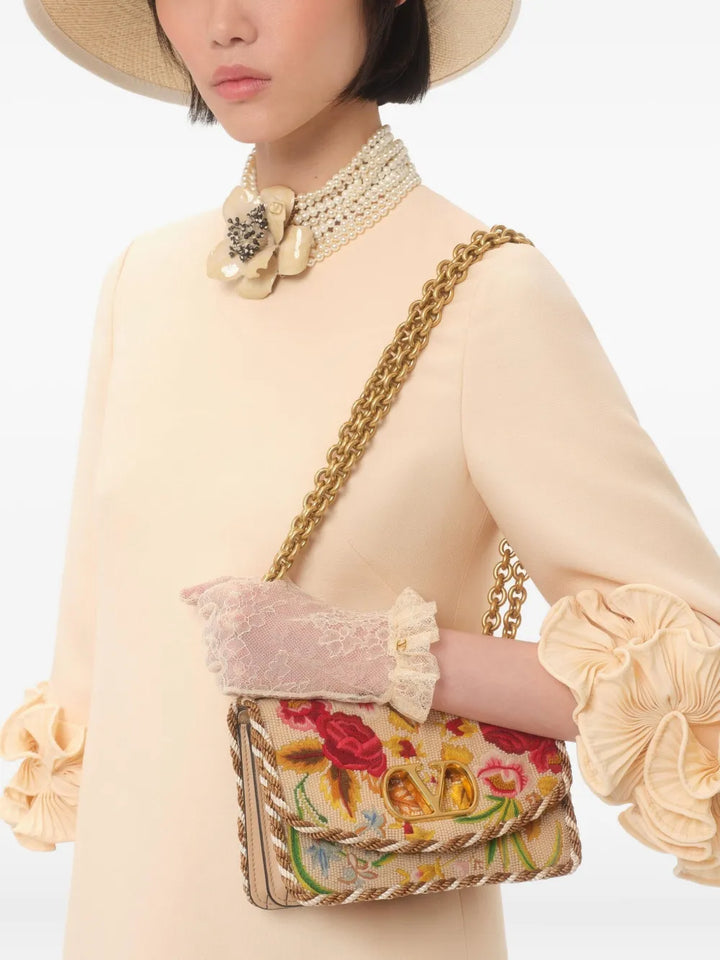 Valentino Garavani Small Vain Embroidered Shoulder Bag — Same as shown — Size One Size — Front View
