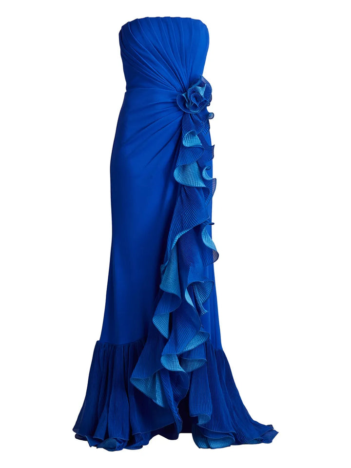 Tadashi Shoji Leith Gown — Blue — Size XS — Front View