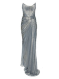 Iris Serban Charlotte Maxi Dress — Blue/ Red — Size XS — Front View