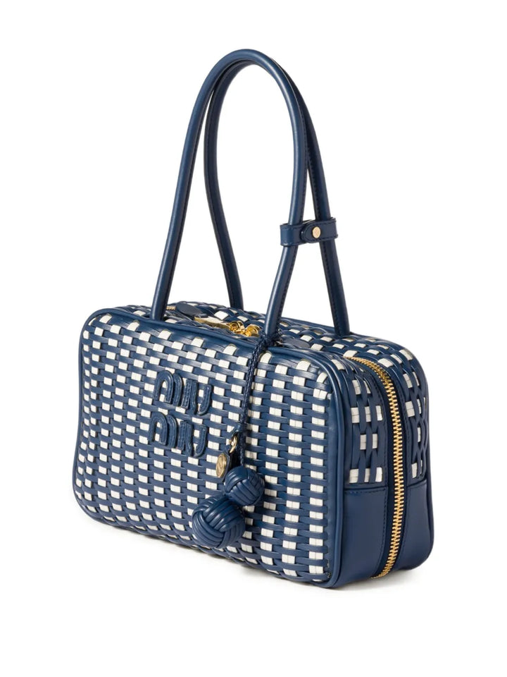 Miu Miu Beau Woven Design Shoulder Bag — Same as shown — Size One Size — Back View