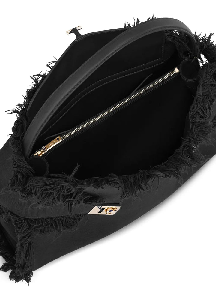 Ferragamo Large Hug Fringe Detail Shoulder Bag — Same as shown — Size One Size — Lifestyle View