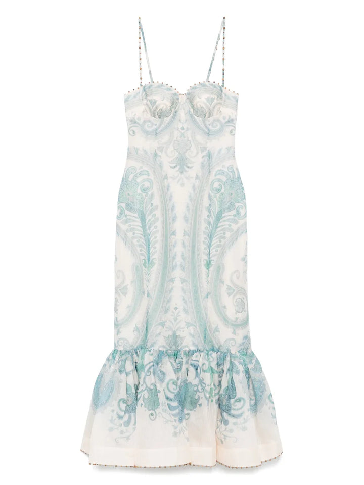 Zimmermann Illuminate Maxi Dress — Blue/ Red — Size XS — Front View
