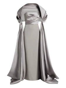 Solace London Vera Gown Dress — Grey/ Red — Size XS — Front View
