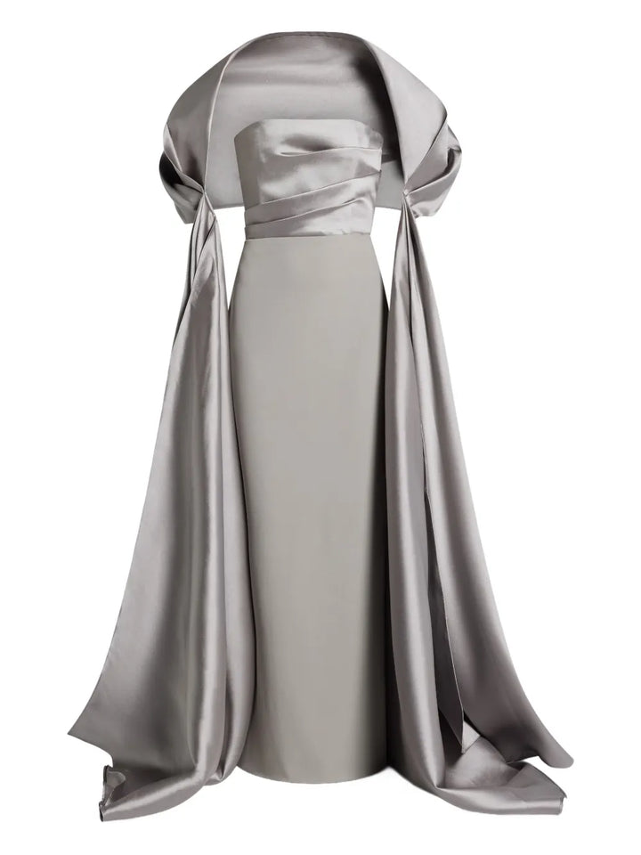 Solace London Vera Gown Dress — Grey/ Red — Size XS — Front View