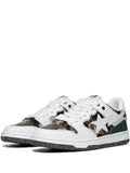A Bathing Ape?Sk8 Sta #2 Camouflage-Panel Sneakers — White — Size US M 3.5 - US W 5 — Front View