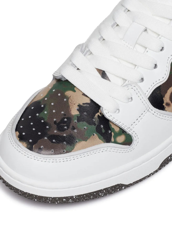 A Bathing Ape?Sk8 Sta #2 Camouflage-Panel Sneakers — White — Size US M 3.5 - US W 5 — Top View