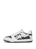 A Bathing Ape?Sk8 Sta #2 Camouflage-Panel Sneakers — White — Size US M 3.5 - US W 5 — Side View