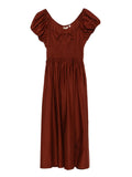 Doen Quinn Midi Dress — Brown — Size S — Front View