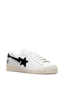 adidas X A Bathing Ape Superstar Vintage White Black Sneakers — White — Size US M 7 - US W 8.5 — Detail View