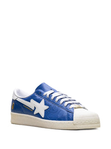 adidas X A Bathing Ape Superstar Vintage Blue White Sneakers — Navy Blue — Size US M 7 - US W 8.5 — Detail View