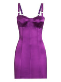 Dolce Gabbana Dna Satin Bustier Mini Dress — Purple — Size XS — Front View