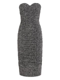 Dolce Gabbana Chevron Strapless Midi Dress — Black/ Red — Size XS — Front View