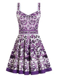 Dolce Gabbana Majolica Print Mini Dress — Purple — Size XS — Side View