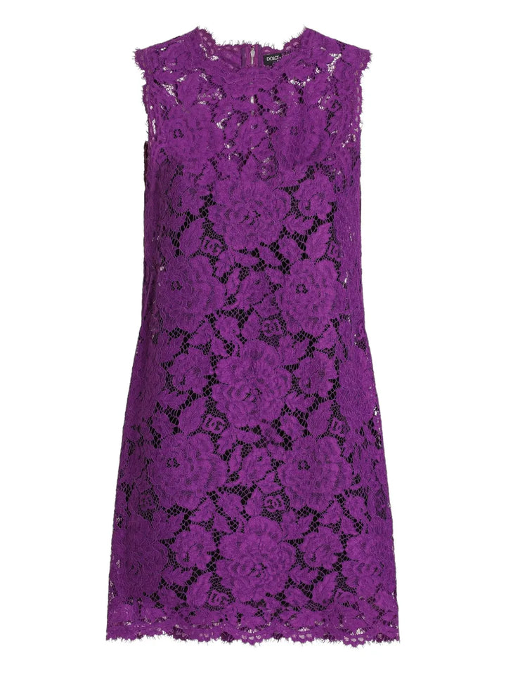 Dolce Gabbana Dna Lace Mini Dress — Purple — Size XS — Front View