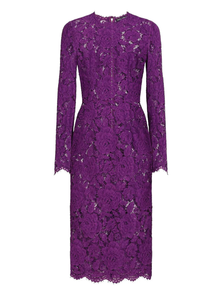 Dolce Gabbana Dna Cordonetto Lace Dress — Purple — Size XS — Front View