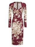 Dolce Gabbana Floral Print Long Sleeve Midi Dress — Same as shown — Size S — Front View