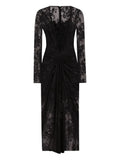 Dolce Gabbana Lace Long Sleeve Dress — Black — Size XS — Front View