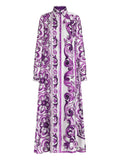 Dolce Gabbana Maiolica Print Shirt Dress — Purple — Size XS — Front View