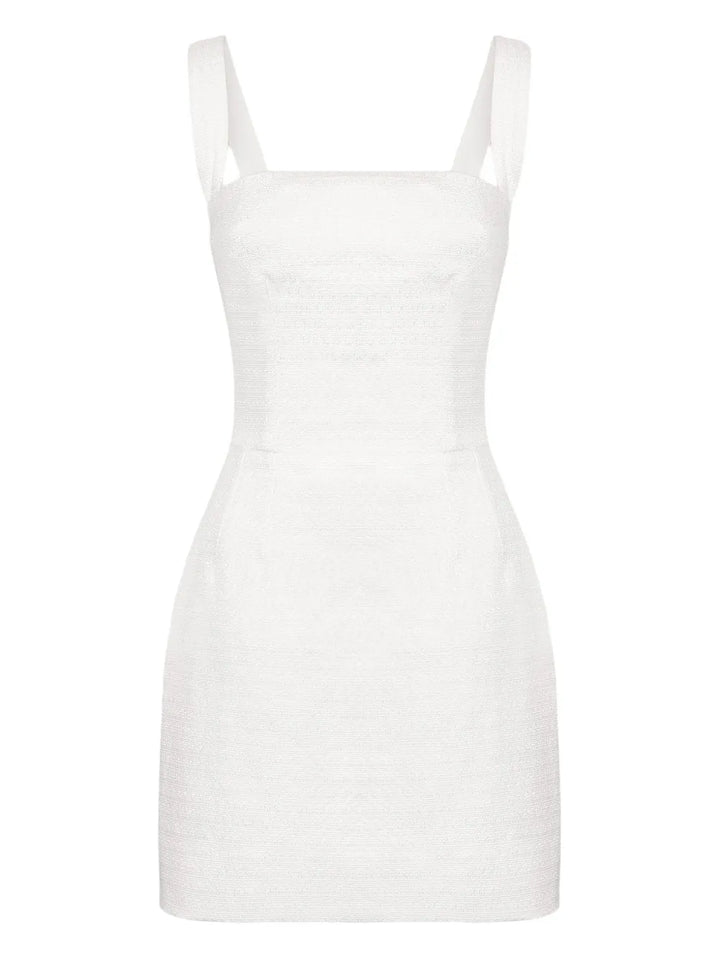Dolce Gabbana Square Neck Mini Dress — White — Size XS — Front View