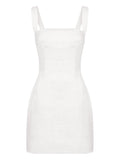 Dolce Gabbana Square Neck Mini Dress — White — Size XS — Front View