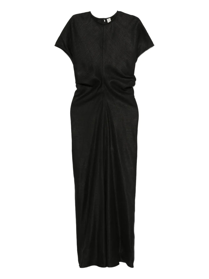 Toteme Slouch Waist Maxi Dress — Black/ Red — Size XS — Front View