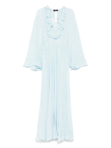 Twinset Ruffle Detailed Maxi Dress — Blue — Size XS — Front View