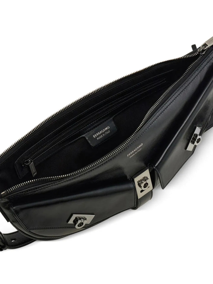 Ferragamo Small Gancio Embellished Curved Shoulder Bag — Same as shown — Size One Size — Detail View