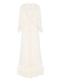 Chloe Floral Embroidered Maxi Dress — White/ Red — Size XS — Front View
