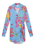 Donde Esteban Cielo Wrap Mini Dress — Blue — Size XS — Front View