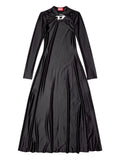 Diesel D Iamo Twist Neck Long Sleeve Midi Dress — Black — Size S — Front View