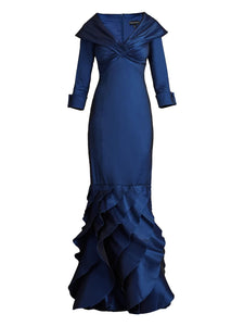 Tadashi Shoji Blythe Dress — Blue — Size S — Front View