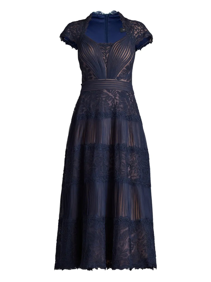 Tadashi Shoji Floral Print Dress — Blue/ Navy — Size S — Front View