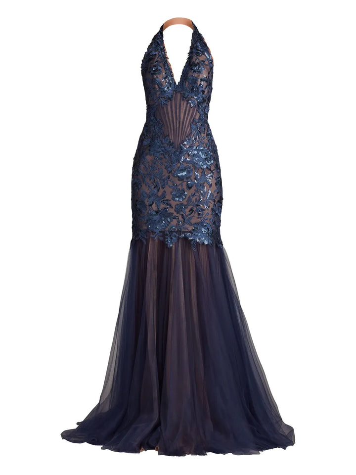 Tadashi Shoji Evaine Dress — Blue — Size XS — Front View