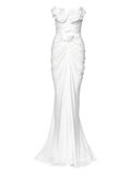 Ana Radu Strapless Floral Detail Gown — White — Size XS — Front View
