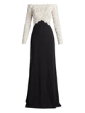 Tadashi Shoji Lace Inset Maxi Dress — White — Size S — Front View
