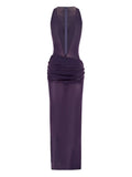 Alex Perry V Neck Draped Maxi Dress — Purple — Size XS — Front View