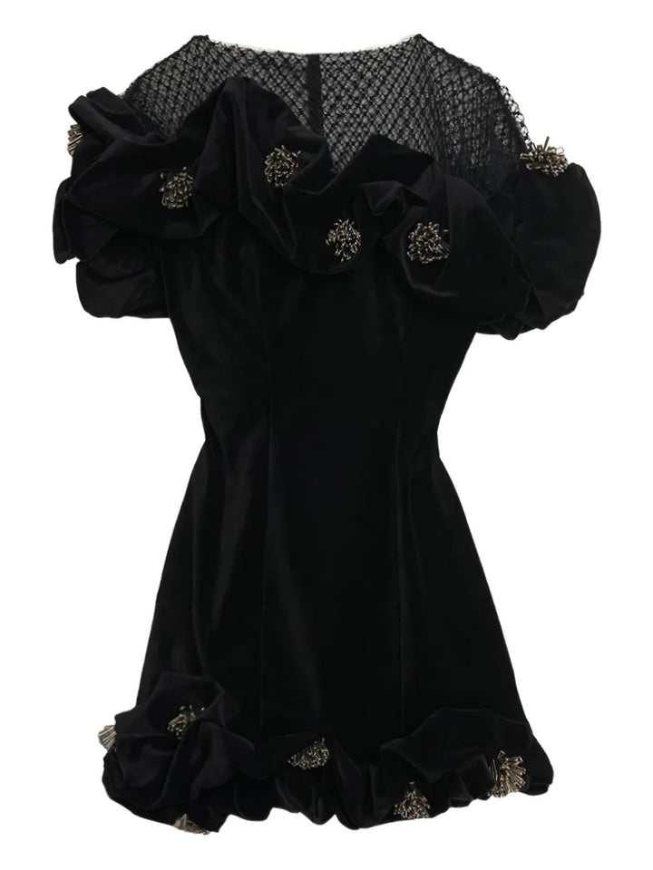 Isabel Marant Eliska Ruffled Detailing Mini Dress — Black — Size M — Front View