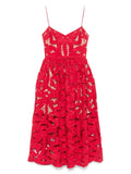 Self Portrait Embroidered Midi Dress — Red — Size S — Front View