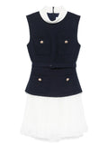 Self Portrait Chiffon Mini Dress — Blue/ Navy — Size XS — Front View