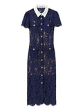 Self Portrait Embroidered Lace Dress — Blue/ Navy/ Red — Size XS — Front View