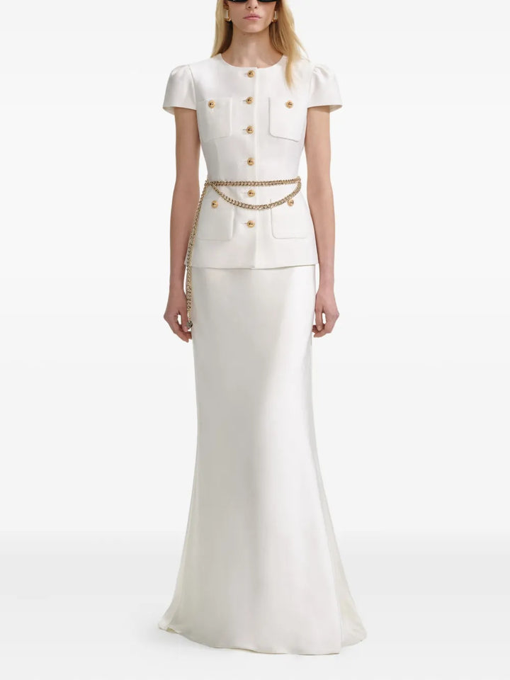 Self Portrait Taffeta Dress — Beige — Size S — Front View
