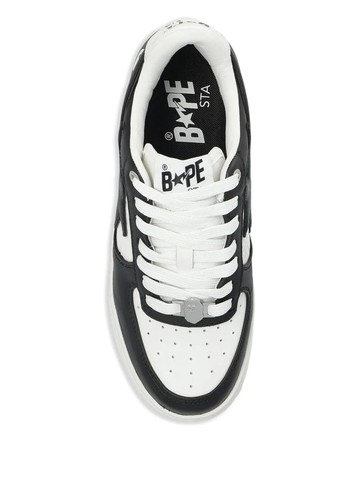 A Bathing Ape?Star Patch Low-Top Sneakers — Black / White — Size US M 3.5 - US W 5 — Top View