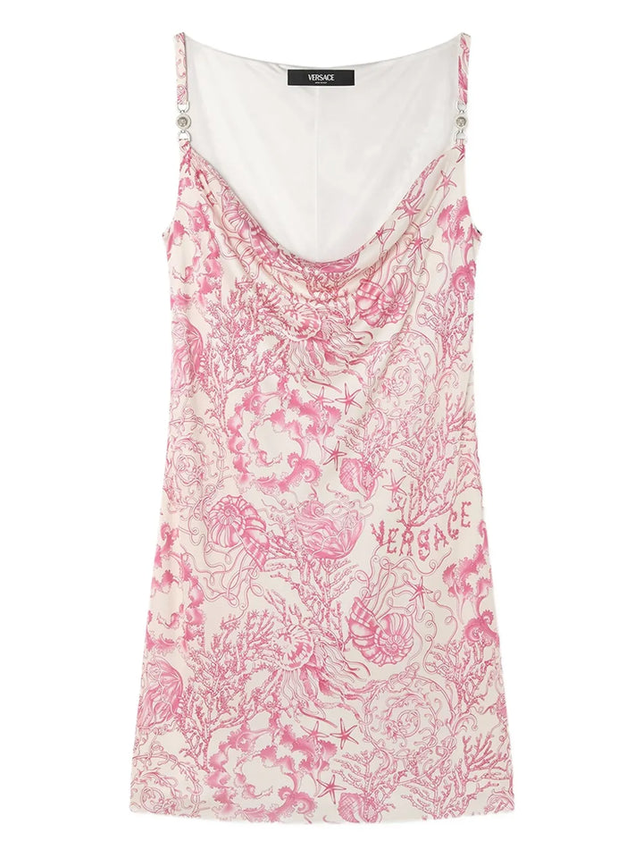 Versace Underwater Barocco Mini Dress — Pink — Size XS — Front View