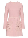 Oscar De La Renta Embroidered Detail Dress — Red/ Pink — Size XS — Front View
